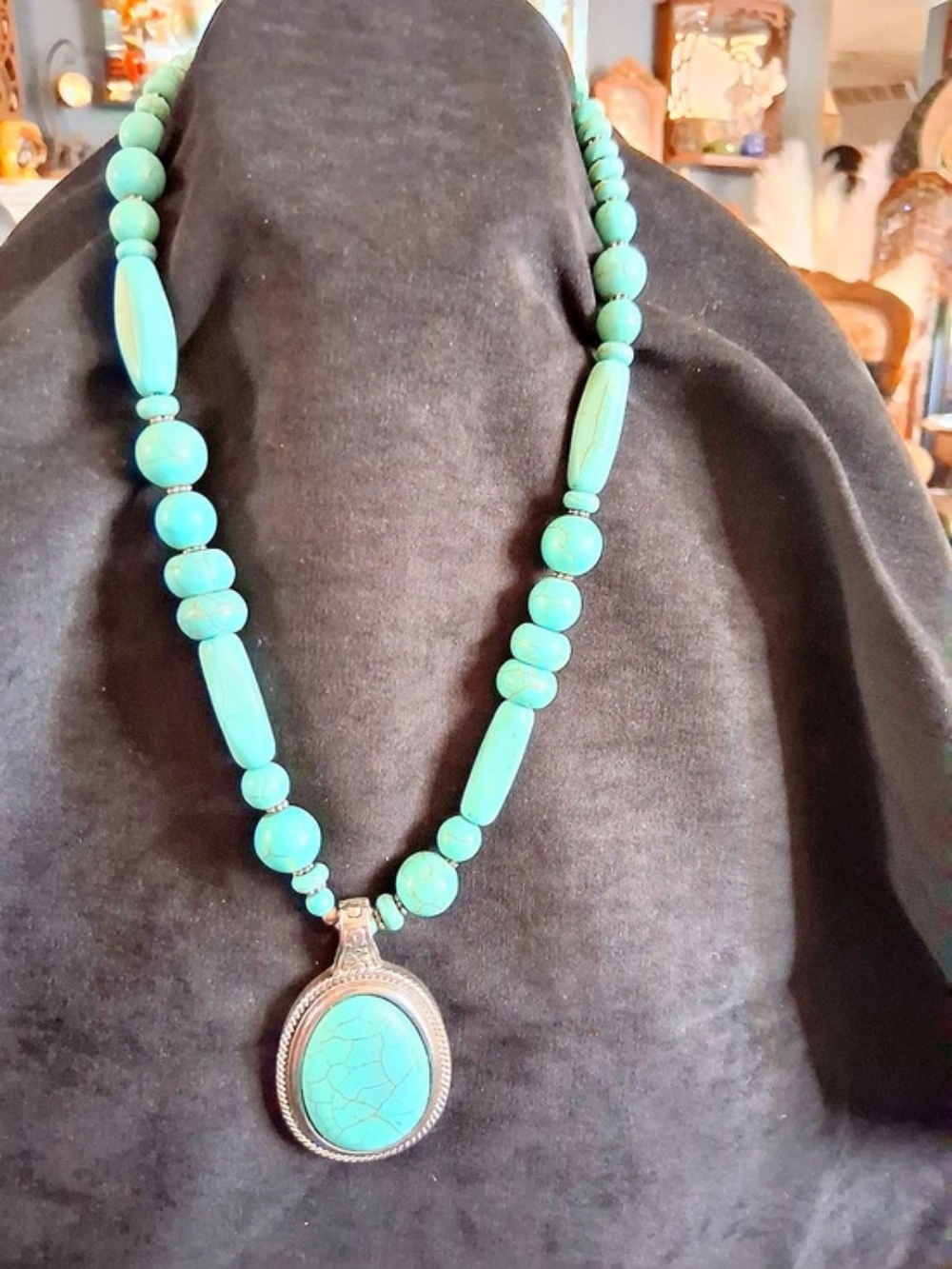 Turquoise-Tone Statement Necklace